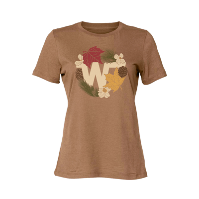 Beige female t-shirt with abstract illustration