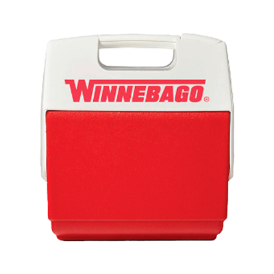 Image of a red cooler with white lid